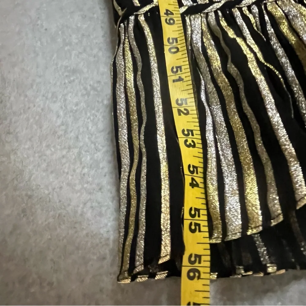 Saloni Anita silk blend Black Gold Ruffled Sleeveless Dress - Picture 13 of 16